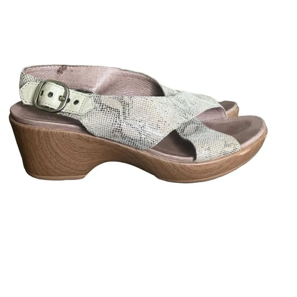 Dansko Jacinda Taupe Snake Slingback Sandals Size 38. US Size 7.5 - 8 - Picture 5 of 15